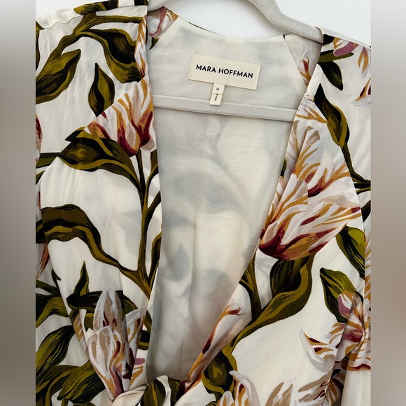 Mara Hoffman Gianna Tie Front Floral Top Cream Multi M - Picture 8 of 8